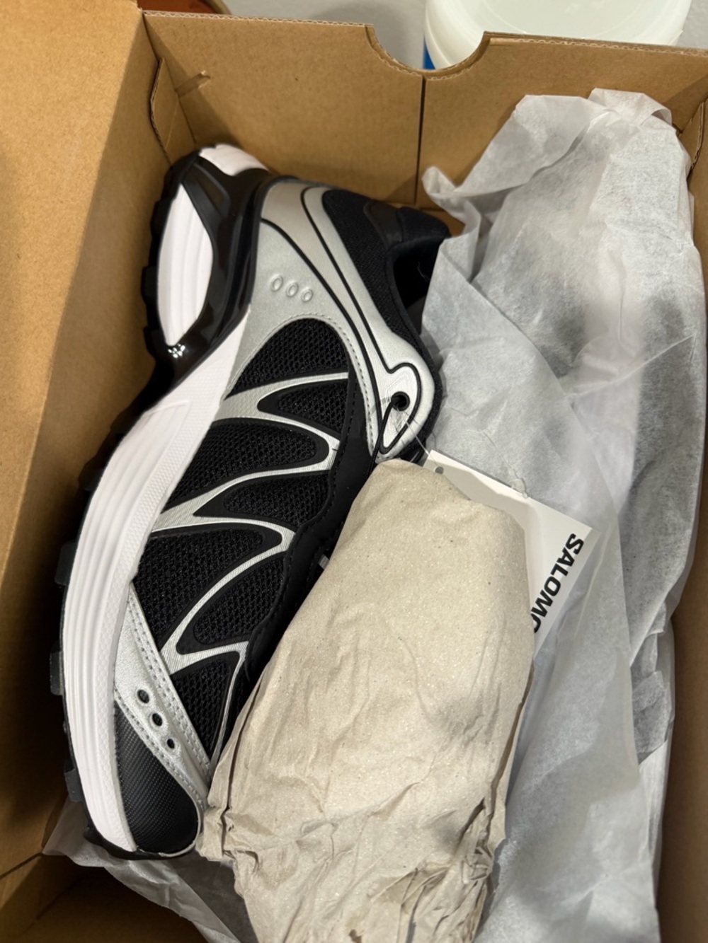 Salomon Black and Silver X-T Whisper Sneaker